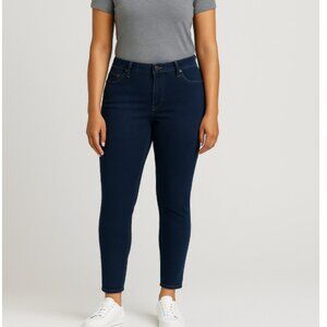 Signature Studio Women’s Blue Dark Wash Skinny Jeans, size 14